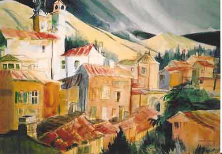 Hillside Village painting